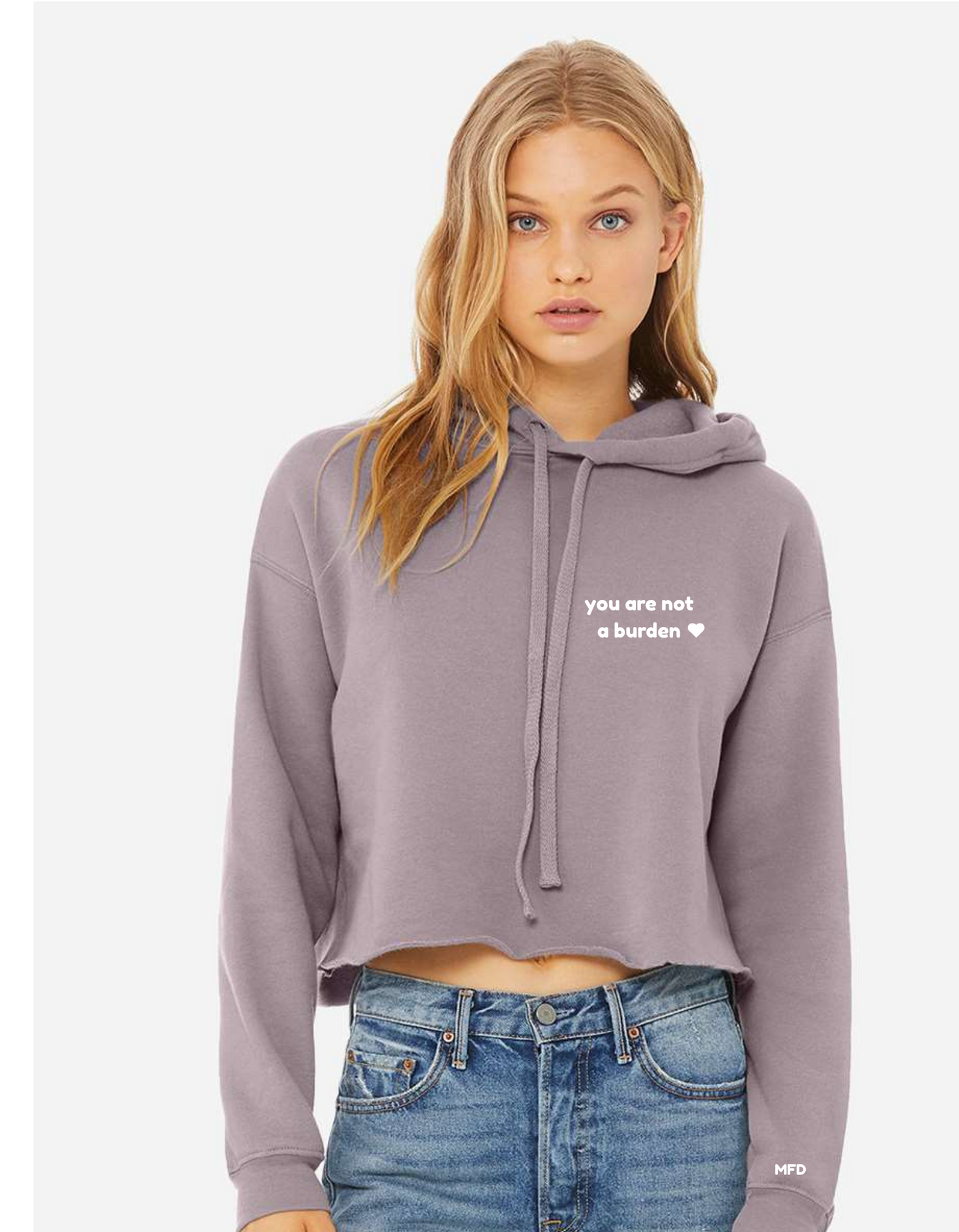 cropped hoodie – "you are not a burden💗" women’s fit | softheartco